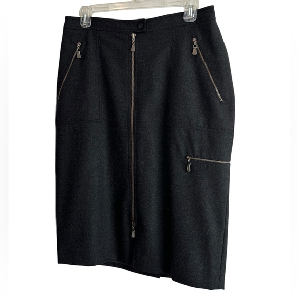 Doncaster Black Zipper Midi Pencil Skirt Wool Fully Lined Sz 10 Luxury Designer - Picture 2 of 13